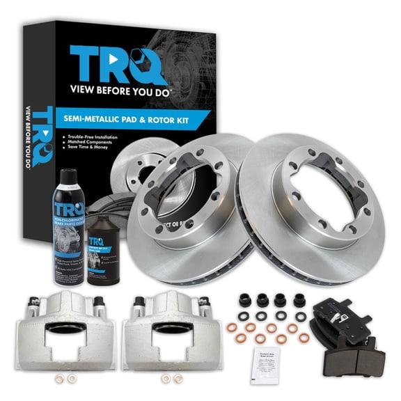 TRQ Front Brake Pad & Rotor Kit Brake Caliper Brake Chemical Kit Brake Pads Brake Rotor Semi-Metallic Fits 1988-1998 Chevrolet K2500 1994 Suburban K1500
