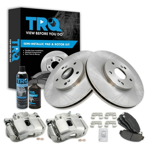TRQ Front Brake Pad & Rotor Kit Brake Caliper Brake Chemical Kit Brake Pads Brake Rotor Semi-Metallic Fits 2001-2003 Acura CL 1999-2008 TL 2003-2010 Honda Accord