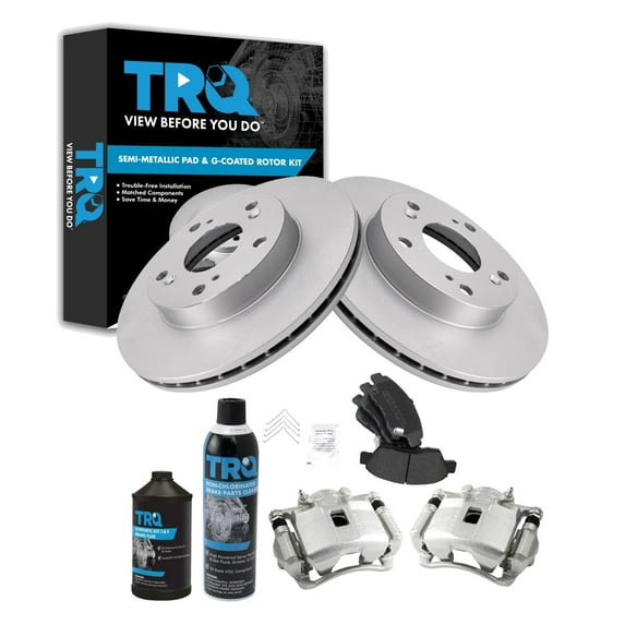 TRQ Front Brake Pad & Rotor Kit Brake Caliper Brake Chemical Kit Brake Pads Brake Rotor Semi-Metallic Fits 2002-2006 Acura RSX