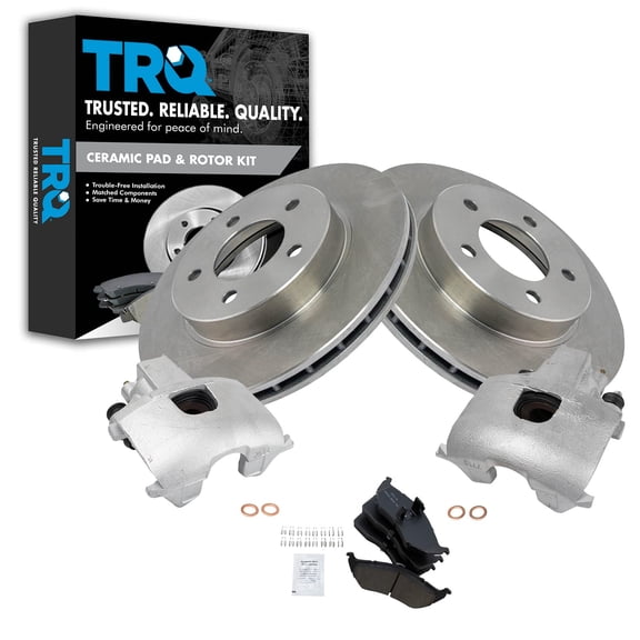 TRQ Front Brake Pad & Rotor Kit Brake Caliper Brake Pads Brake Rotor Ceramic Fits Select 1993-1997 Chrysler Concorde 1994-1997 LHS 1994-1996 New Yorker Dodge Intrepid Eagle Vision