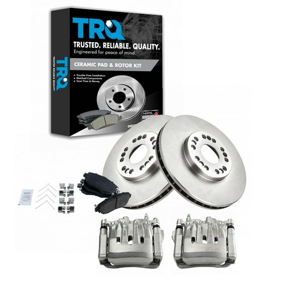 TRQ Front Brake Pad & Rotor Kit Brake Caliper Brake Pads Brake Rotor Ceramic Fits Select 1993-2005 Lexus GS300 1998-2000 GS400 2001-2005 GS430 2002-2010 SC430