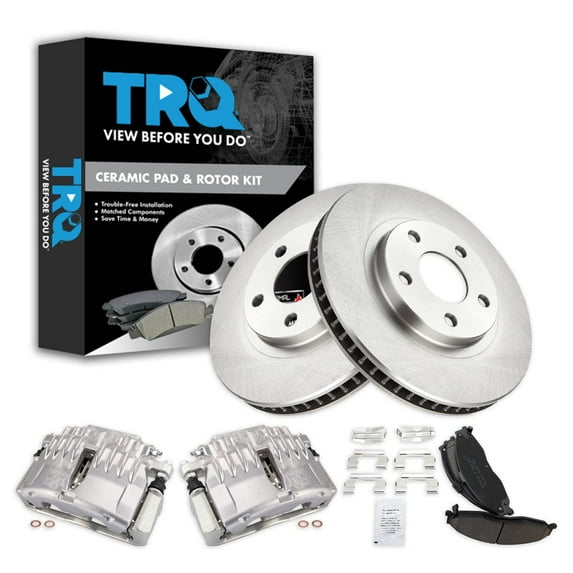 TRQ Front Brake Pad & Rotor Kit Brake Caliper Brake Pads Brake Rotor Ceramic Vented Fits Select 1998-2002 Chevrolet Camaro Pontiac Firebird