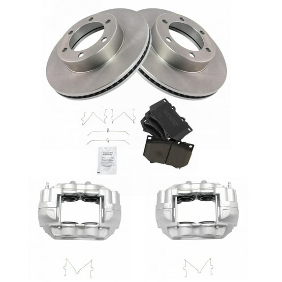 TRQ Front Brake Pad & Rotor Kit Brake Caliper Brake Pads Brake Rotor Ceramic Vented Fits Select 2001-2003 Toyota Sequoia 2000-2003 Tundra
