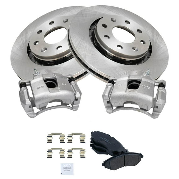 TRQ Front Brake Pad & Rotor Kit Brake Caliper Brake Pads Brake Rotor Ceramic Vented Fits Select 2004-2008 Suzuki Forenza 2005-2008 Reno