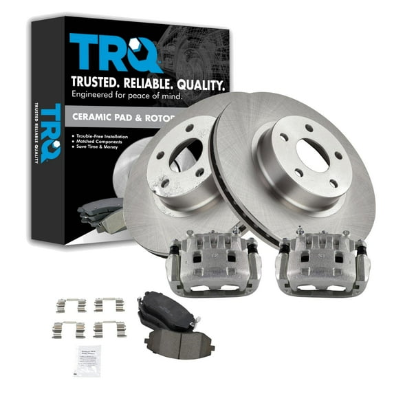 TRQ Front Brake Pad & Rotor Kit Brake Caliper Brake Pads Brake Rotor Ceramic Vented Fits Select 2005-2006 Saab 9-2X 2003-2008 Subaru Impreza 2002-2005 Legacy