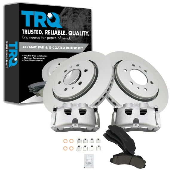 TRQ Front Brake Pad & Rotor Kit Brake Caliper Brake Pads Brake Rotor Ceramic Vented Premium G-Coated Fits Select 2010-2017 Ford Expedition 2010-2011 F-150 2011-2017 Lincoln Navigator