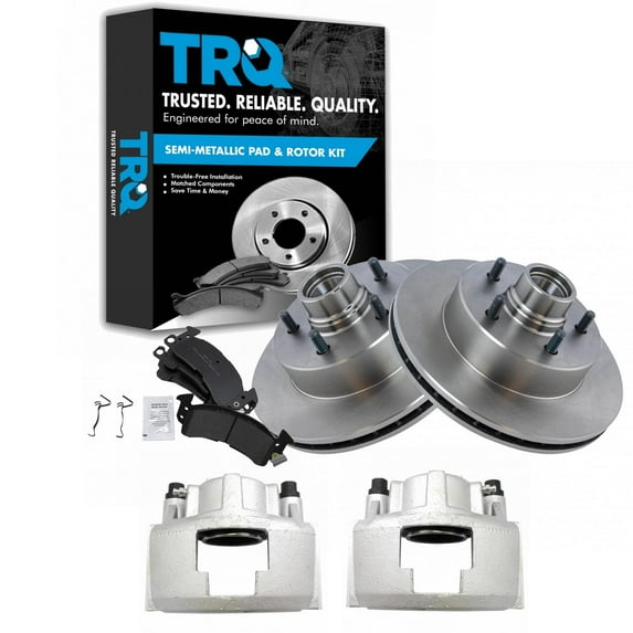 TRQ Front Brake Pad & Rotor Kit Brake Caliper Brake Pads Brake Rotor Semi-Metallic Fits Select 1990-2002 Chevrolet Astro GMC Safari