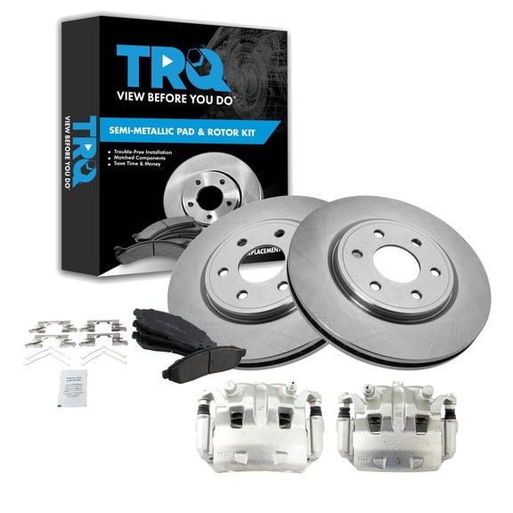 TRQ Front Brake Pad & Rotor Kit Brake Caliper Brake Pads Brake Rotor Semi-Metallic Fits Select 2005-2019 Nissan Frontier 2005-2012 Pathfinder 2005-2015 Xterra