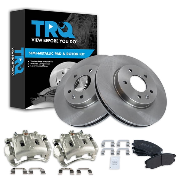 TRQ Front Brake Pad & Rotor Kit Brake Caliper Brake Pads Brake Rotor Semi-Metallic Fits Select 2012-2015 Chevrolet Captiva Sport 2007-2009 Equinox Pontiac Torrent 2008-2010 Saturn Vue Suzuki XL-7