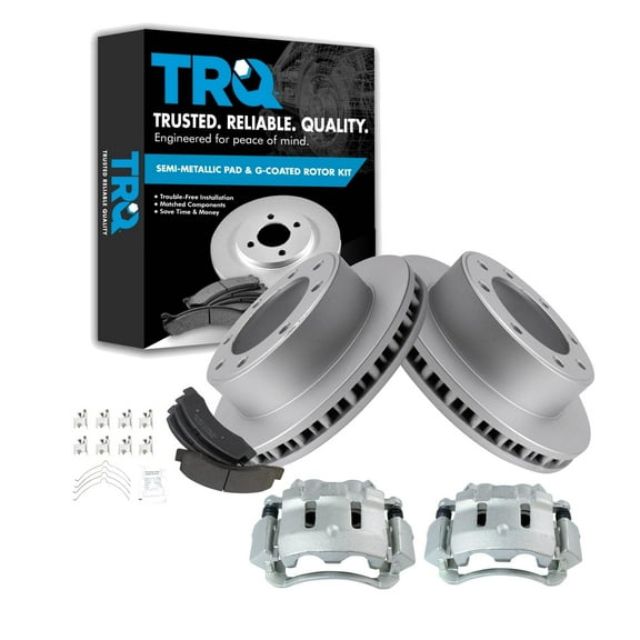 TRQ Front Brake Pad & Rotor Kit Brake Caliper Brake Pads Brake Rotor Semi-Metallic Vented Premium G-Coated Fits Select 2000-2005 Ford Excursion 2000-2004 F-250 Super Duty F-350 Super Duty