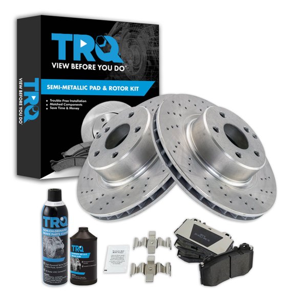 TRQ Front Brake Pad & Rotor Kit Brake Chemical Kit Brake Pads Brake Rotor Semi-Metallic Fits 2003-2006 Mercedes-Benz CL500 S430 S500