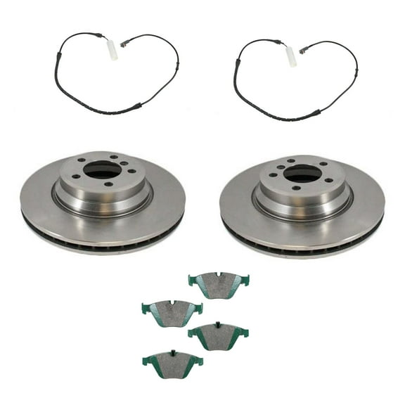 TRQ Front Brake Pad & Rotor Kit Brake Pad Wear Sensor Brake Pads Brake Rotor Ceramic Fits Select 2002-2005 BMW 745i 745Li 2006-2008 750i 750Li 2004-2006 760i 2003-2008 760Li