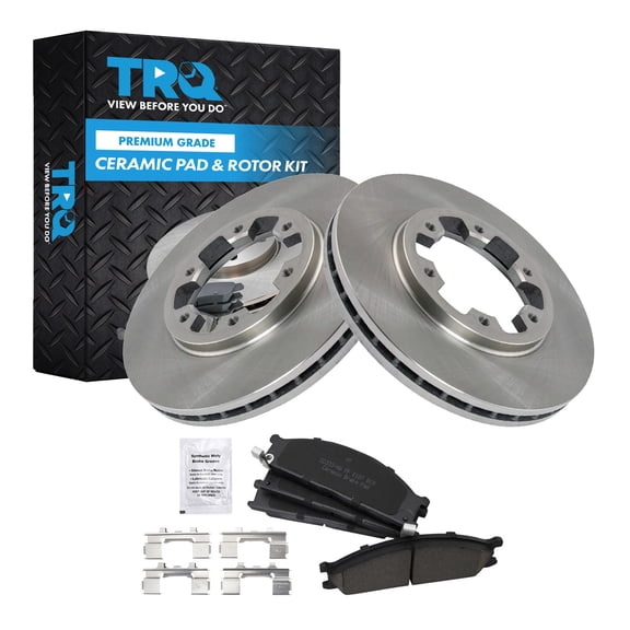 TRQ Front Brake Pad and Rotor Set Ceramic Vented Rotors 10.87 in 6-Lug Fits 1986-1994 Nissan D21 1999-2002 Frontier 1987-1995 Pathfinder