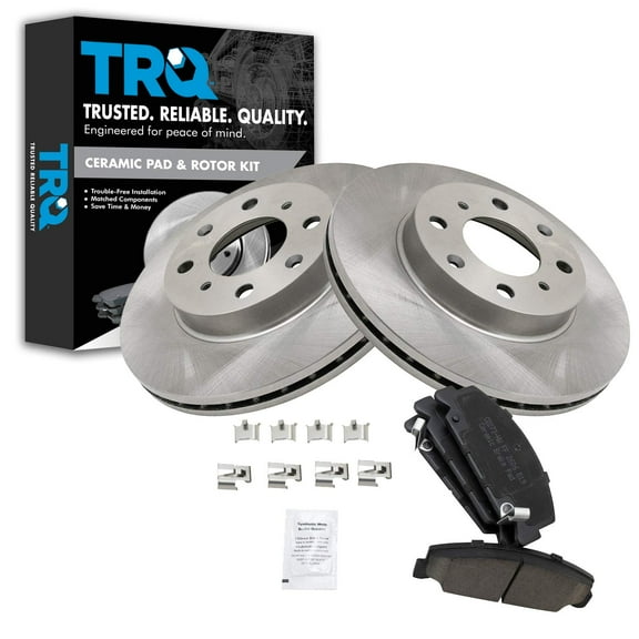 TRQ Front Brake Pad & Rotor Kit Brake Pads Brake Rotor Ceramic Fits Select 1990-2000 Honda Civic 1993-1997 Civic del Sol 1990-1991 CRX
