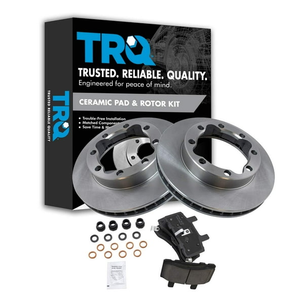 TRQ Front Brake Pad & Rotor Kit Brake Pads Brake Rotor Ceramic Fits Select 1995-1999 Chevrolet K1500 Suburban 1989-2000 K2500 1992-1999 K2500 Suburban 1988-2000 K3500 GMC