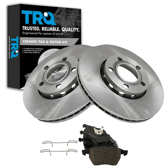 TRQ Front Brake Pad & Rotor Kit Brake Pads Brake Rotor Ceramic Fits Select 1996-1999 Audi A4 A4 Quattro 1998 Volkswagen Passat