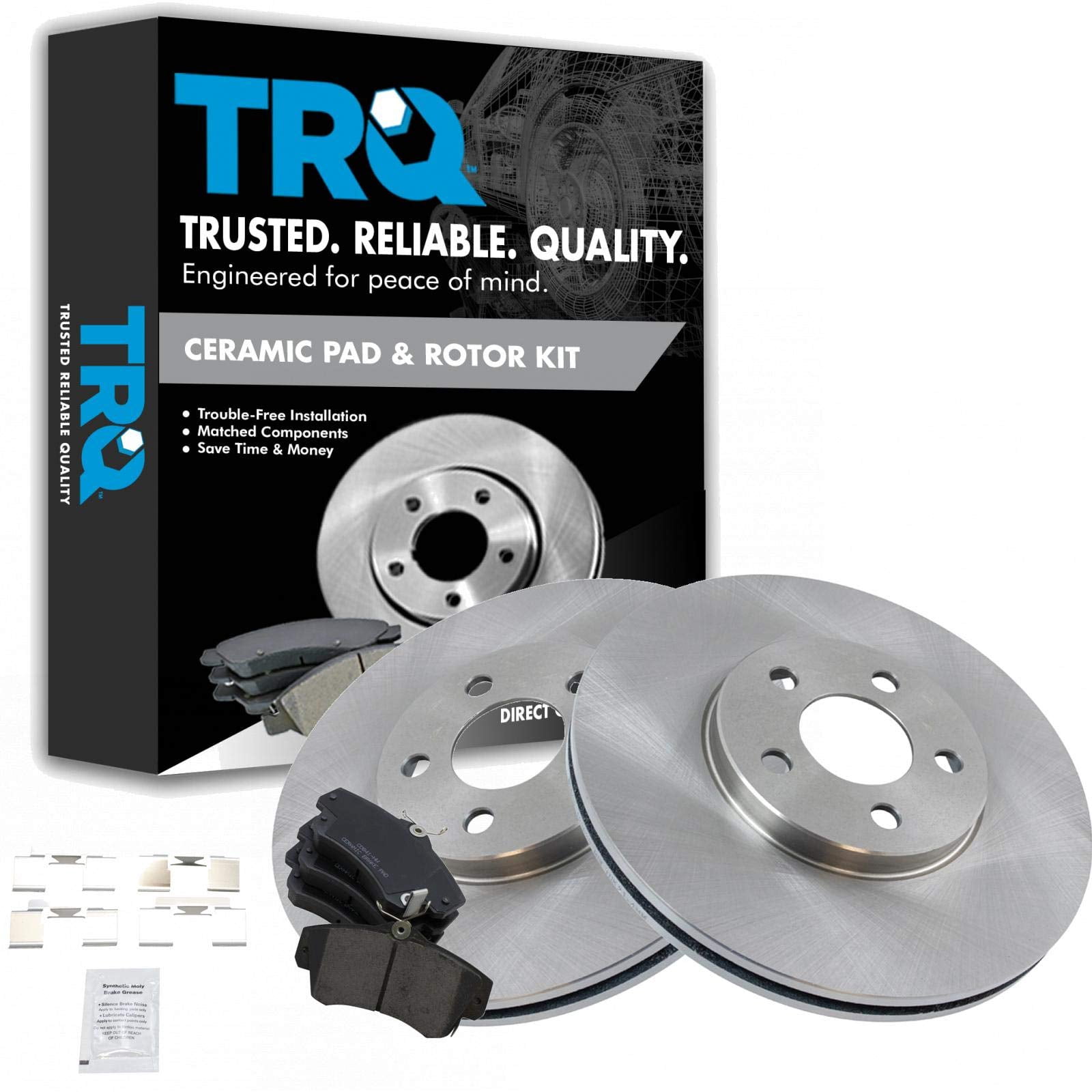 TRQ Front Brake Pad & Rotor Kit Brake Pads Brake Rotor Ceramic Fits