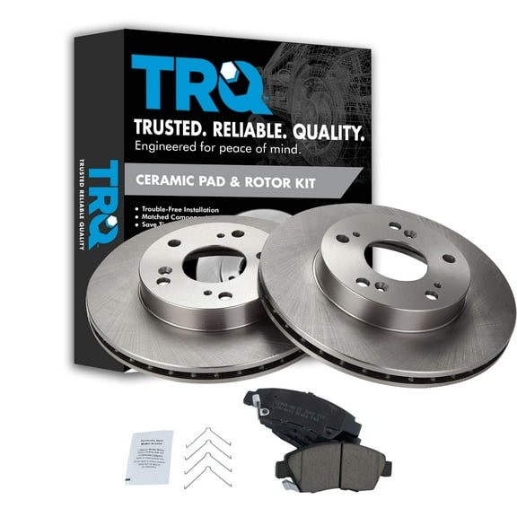 TRQ Front Brake Pad & Rotor Kit Brake Pads Brake Rotor Ceramic Fits Select 2002-2006 Acura RSX 2006-2011 Honda Civic 2011-2015 CR-Z