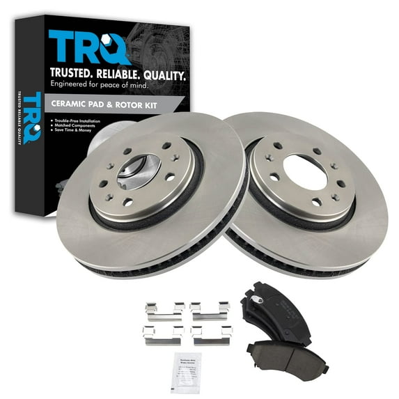 TRQ Front Brake Pad & Rotor Kit Brake Pads Brake Rotor Ceramic Fits Select 2003-2004 Cadillac Seville