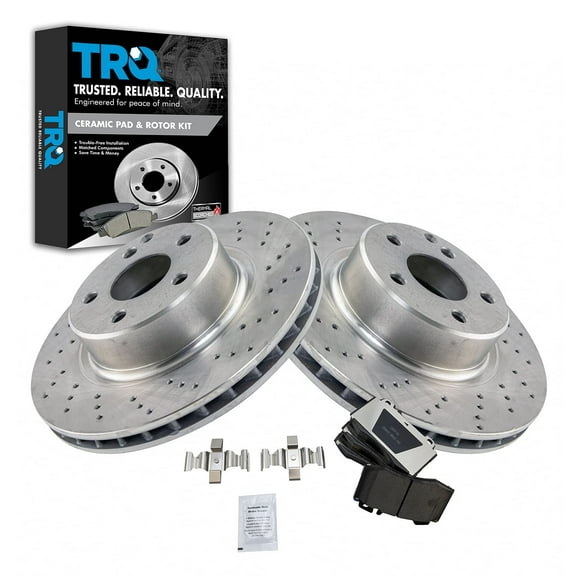 TRQ Front Brake Pad & Rotor Kit Brake Pads Brake Rotor Ceramic Fits Select 2003-2006 Mercedes-Benz CL500 S430 S500