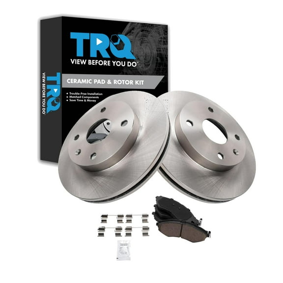 TRQ Front Brake Pad & Rotor Kit Brake Pads Brake Rotor Ceramic Fits Select 2004-2008 Suzuki Forenza 2005-2008 Reno