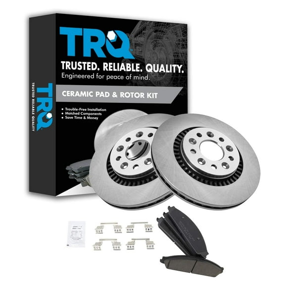 TRQ Front Brake Pad & Rotor Kit Brake Pads Brake Rotor Ceramic Fits Select 2005-2007 Ford Five Hundred Freestyle 2008-2009 Taurus Taurus X Mercury Montego Sable