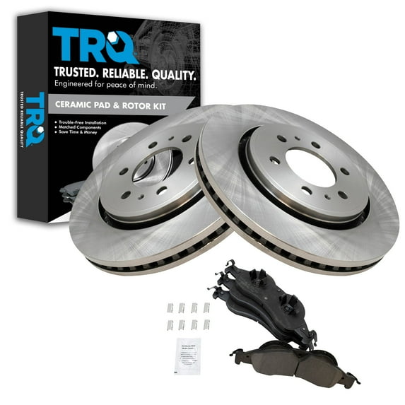 TRQ Front Brake Pad & Rotor Kit Brake Pads Brake Rotor Ceramic Fits Select 2007-2009 Ford Expedition Lincoln Navigator