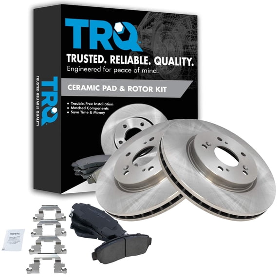 TRQ Front Brake Pad & Rotor Kit Brake Pads Brake Rotor Ceramic Fits Select 2007-2012 Acura RDX 2010-2011 Honda Accord Crosstour 2007-2011 CR-V 2012 Crosstour