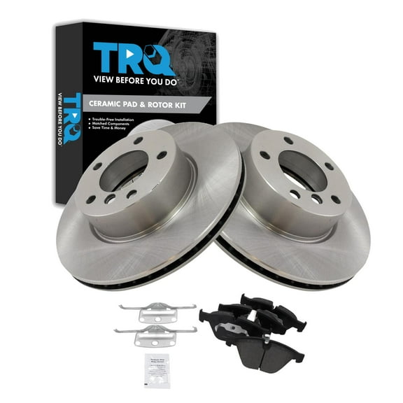 TRQ Front Brake Pad & Rotor Kit Brake Pads Brake Rotor Ceramic Fits Select 2007 BMW 328i 328xi