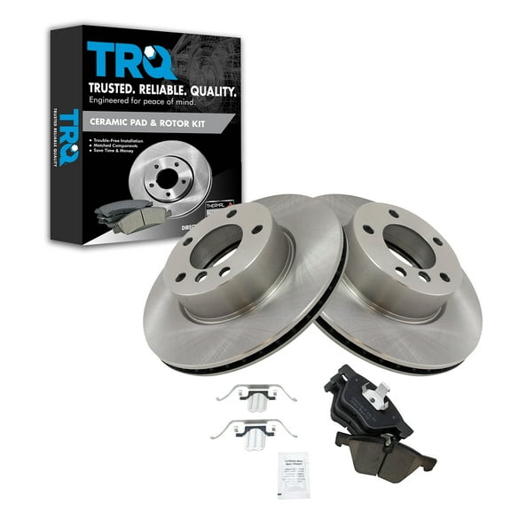TRQ Front Brake Pad & Rotor Kit Brake Pads Brake Rotor Ceramic Fits Select 2008-2013 BMW 128i 2006 325i 325xi 2007 328i 328xi