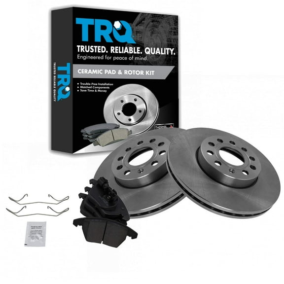TRQ Front Brake Pad & Rotor Kit Brake Pads Brake Rotor Ceramic Fits Select 2009-2013 Audi A3 A3 Quattro 2012-2019 Volkswagen Beetle Eos 2010-2014 Golf 2013 GTI 2005-2018 Jetta 2006-2009 Rabbit