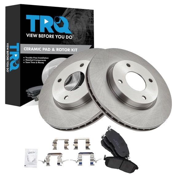 TRQ Front Ceramic Brake Pad and Rotor Set Fits 09-14 Nissan Cube 07-12 Sentra Base S SL SR with 280mm Front Rotors Models