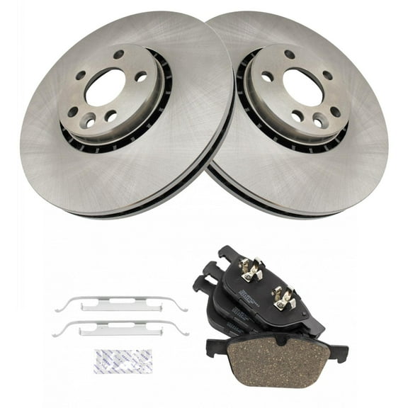 TRQ Front Brake Pad & Rotor Kit Brake Pads Brake Rotor Ceramic Fits Select 2010-2015 Volvo XC60