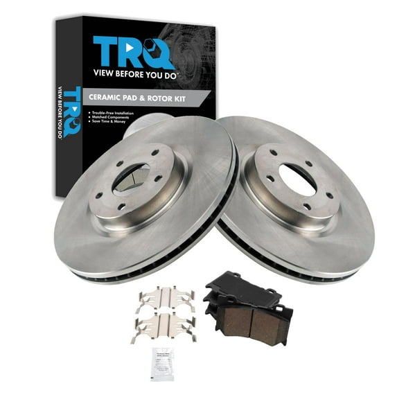 TRQ Front Brake Pad & Rotor Kit Brake Pads Brake Rotor Ceramic Fits Select 2011-2013 INFINITI G37 M37 M56 2014-2019 Q70 2009-2019 Nissan 370Z