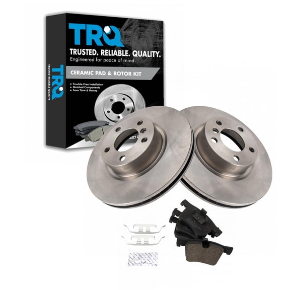 TRQ Front Brake Pad & Rotor Kit Brake Pads Brake Rotor Ceramic Fits Select 2011-2017 BMW X3 2015-2018 X4