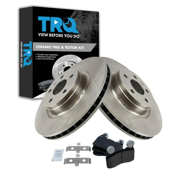 TRQ Front Brake Pad & Rotor Kit Brake Pads Brake Rotor Ceramic Fits Select 2012-2021 Tesla S 2016-2021 X