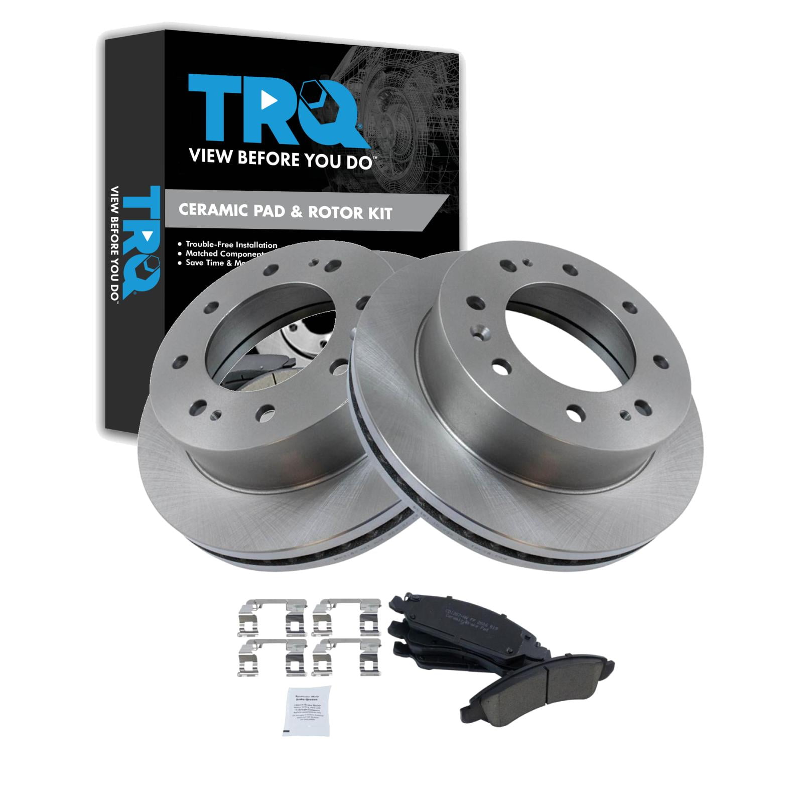 TRQ Front Brake Pad & Rotor Kit Brake Pads Brake Rotor Ceramic Fits ...