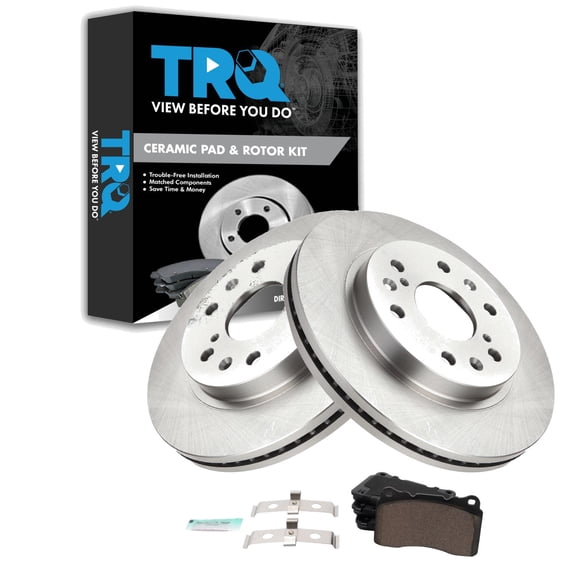 TRQ Front Brake Pad & Rotor Kit Brake Pads Brake Rotor Ceramic Fits Select 2017 Cadillac XTS