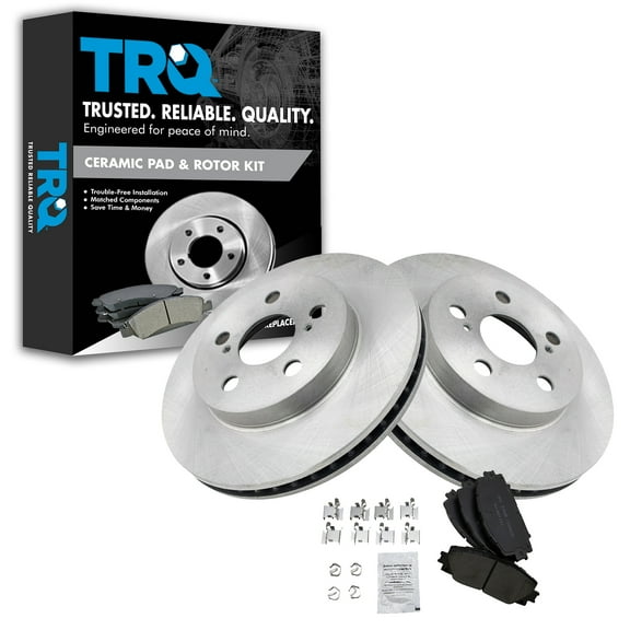 TRQ Front Brake Pad & Rotor Kit Brake Pads Brake Rotor Ceramic Fits Select 2020-2021 Toyota Corolla 2016-2021 Prius 2019-2021 Prius AWD-e 2017-2019 Prius Prime