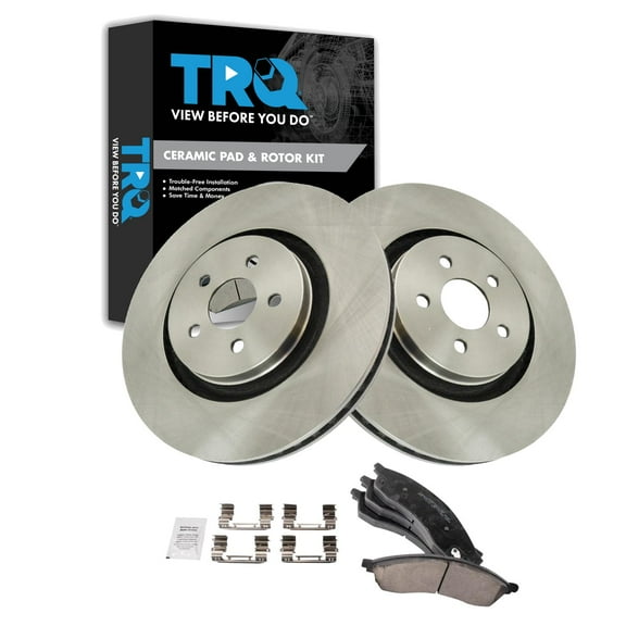 TRQ Front Brake Pad & Rotor Kit Brake Pads Brake Rotor Ceramic Fits Select 2021-2022 Ford Edge Lincoln Nautilus