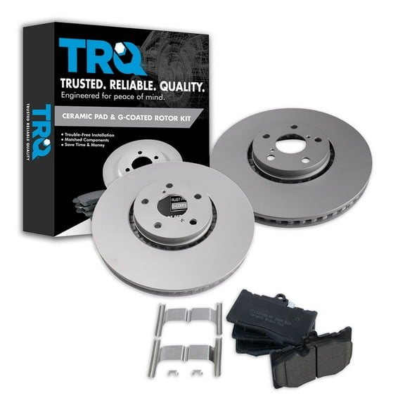TRQ Front Brake Pad & Rotor Kit Brake Pads Brake Rotor Ceramic Premium G-Coated Fits Select 2007-2011 Lexus GS350 2006-2007 GS430 GS450h 2008-2011 GS460 2018-2019 IS300 2006-2020 IS350