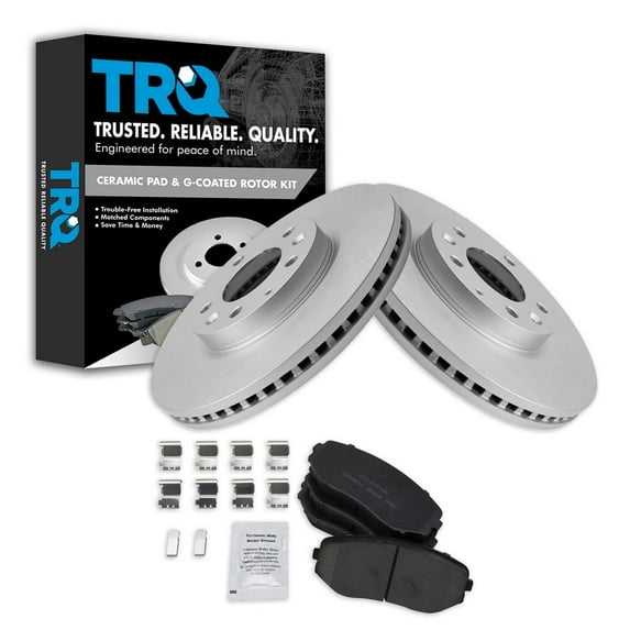 TRQ Front Brake Pad & Rotor Kit Brake Pads Brake Rotor Ceramic Premium G-Coated Fits Select 2007-2012 Mazda CX-7