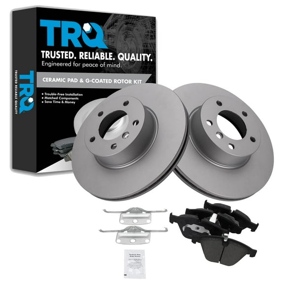 TRQ Front Brake Pad & Rotor Kit Brake Pads Brake Rotor Ceramic Premium G-Coated Fits Select 2007-2013 BMW 328i 2009-2013 328i xDrive 2007-2008 328xi 2013-2015 X1