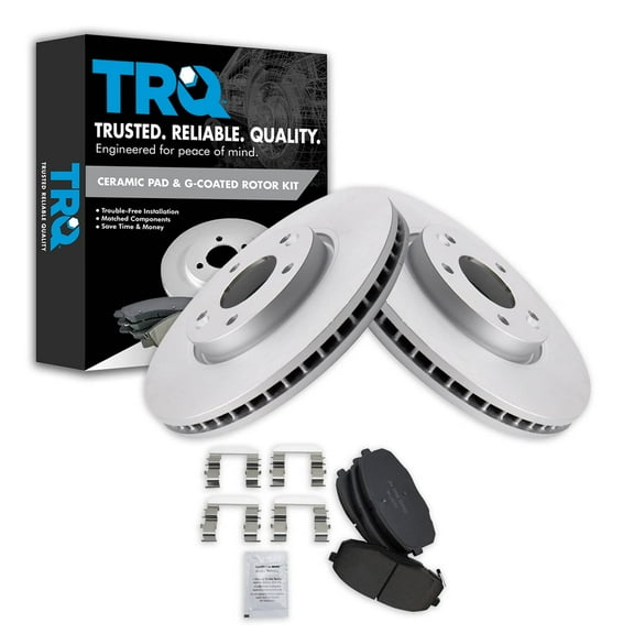 TRQ Front Brake Pad & Rotor Kit Brake Pads Brake Rotor Ceramic Premium G-Coated Fits Select 2010-2013 Kia Forte Forte Koup
