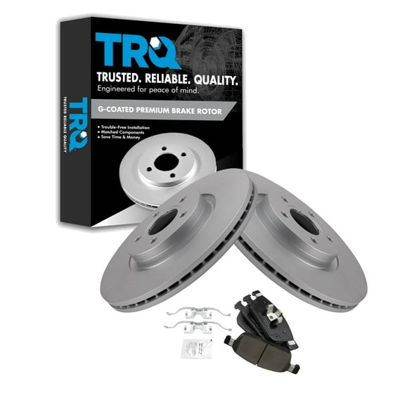 TRQ Front Brake Pad & Rotor Kit Brake Pads Brake Rotor Ceramic Premium G-Coated Fits Select 2017-2019 Ford Escape 2018-2019 Lincoln MKC