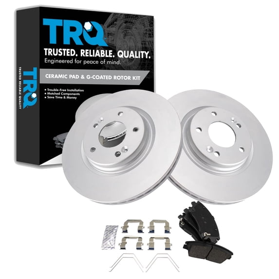 TRQ Front Brake Pad & Rotor Kit Brake Pads Brake Rotor Ceramic Premium G-Coated Fits Select 2017-2020 Hyundai Elantra 2016-2021 Tucson 2017-2021 Kia Sportage