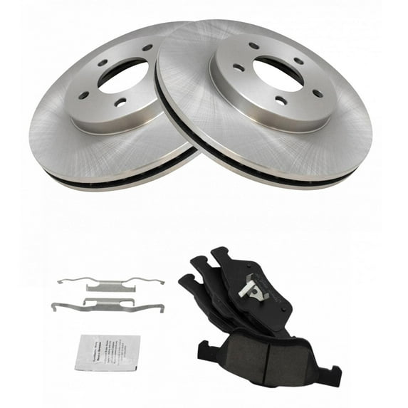 TRQ Front Brake Pad & Rotor Kit Brake Pads Brake Rotor Ceramic Vented Fits Select 2011-2012 Ford Escape 2011 Mercury Mariner