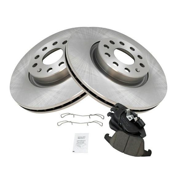 TRQ Front Brake Pad & Rotor Kit Brake Pads Brake Rotor Ceramic Vented Fits Select 2015-2018 Audi Q3 Q3 Quattro 2012-2020 Volkswagen Passat 2009-2017 Tiguan 2017-2018 Tiguan Limited