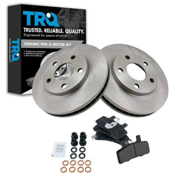 TRQ Front Brake Pad & Rotor Kit Brake Pads Brake Rotor Semi-Metallic Fits Select 1990-1993 Cadillac DeVille 1990-1992 Fleetwood