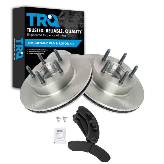 TRQ Front Brake Pad & Rotor Kit Brake Pads Brake Rotor Semi-Metallic Fits Select 1990 Ford Bronco II 1991-1992 Explorer 1990-1994 Ranger 1994 Mazda B3000 B4000 Navajo